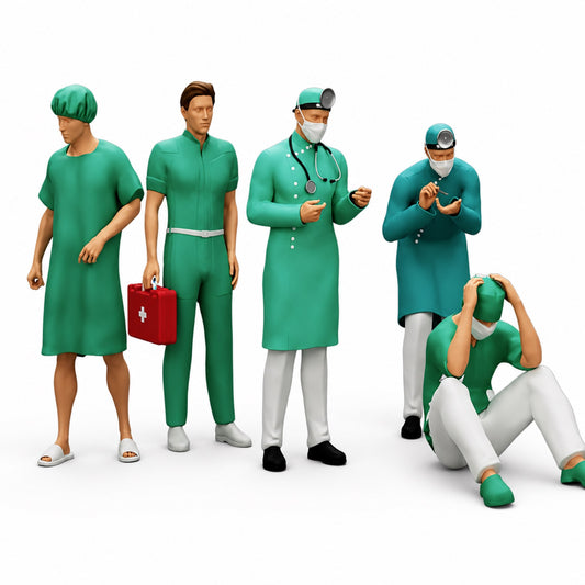 Photo produit de modélisme pour diorama 0 : set de figurines de diorama : clinique, chirurgie et service de secours (n° S46)