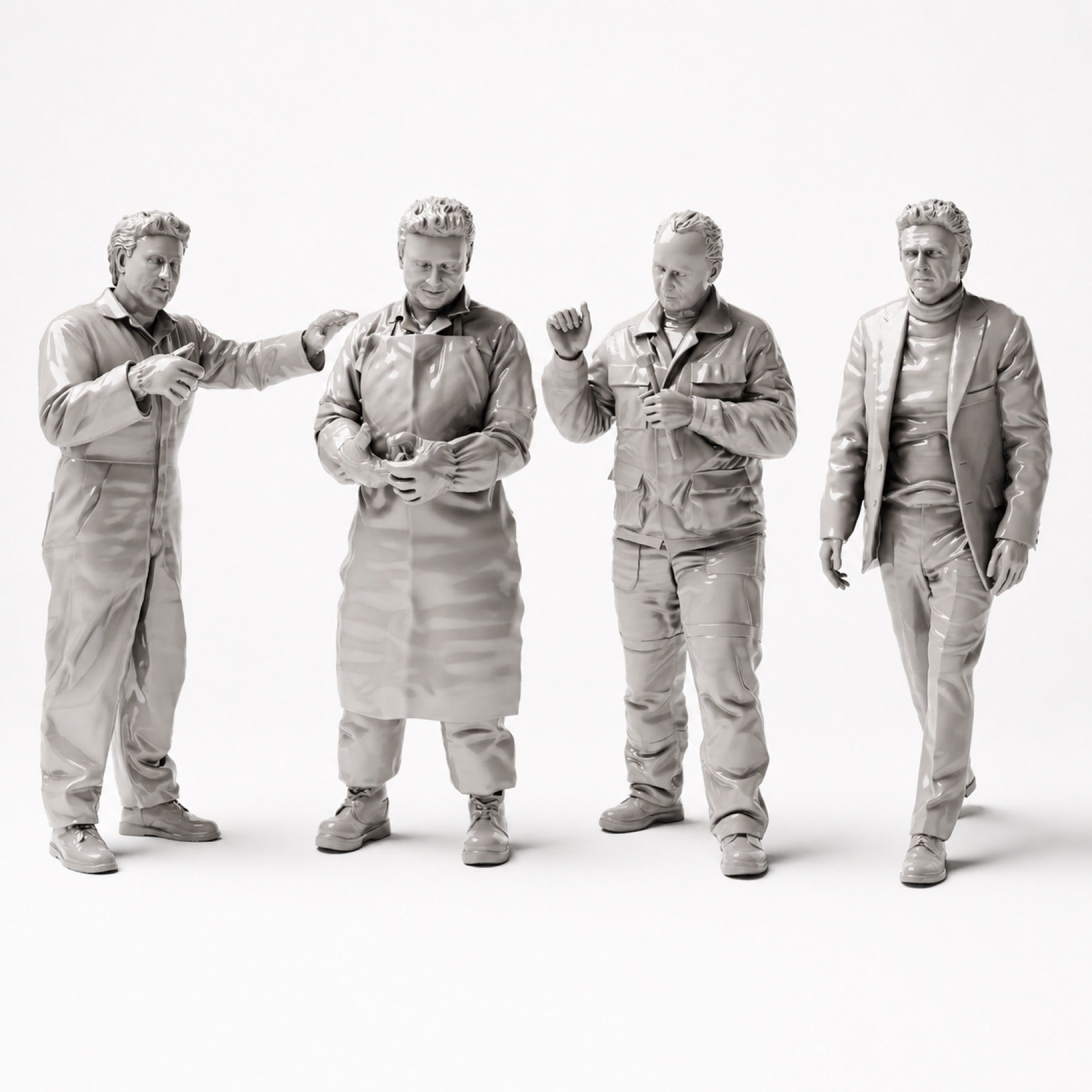 Photo produit de modélisme de diorama 0 : Set de figurines pour atelier de peinture automobile et carrosserie (n° S48) - 4 figurines