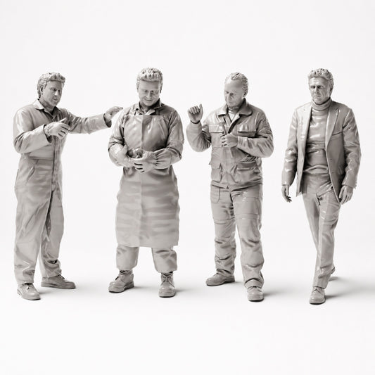Photo produit de modélisme de diorama 0 : Set de figurines pour atelier de peinture automobile et carrosserie (n° S48) - 4 figurines
