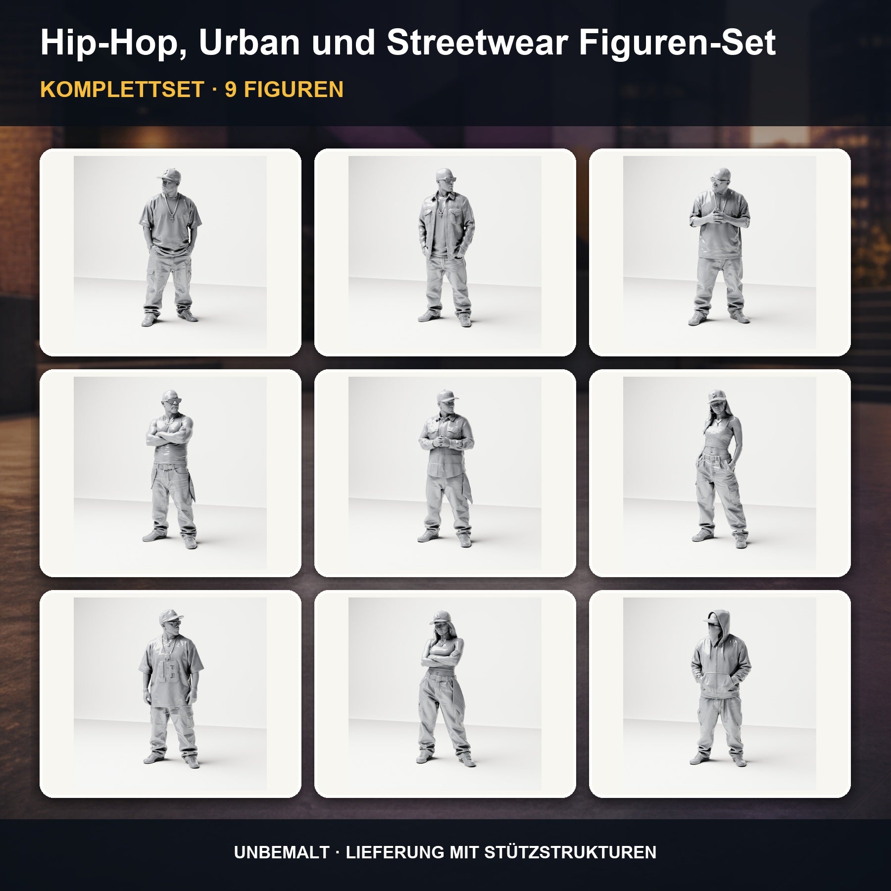 Diorama Modellbau Produktfoto 0: Diorama Figuren-Set: Hip-Hop, Urban und Streetwear Figuren-Set