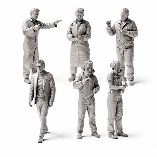 Photo produit de modélisme de diorama 1 : set de figurines Atelier de peinture automobile et carrosserie (n° S48) - 6 figurines