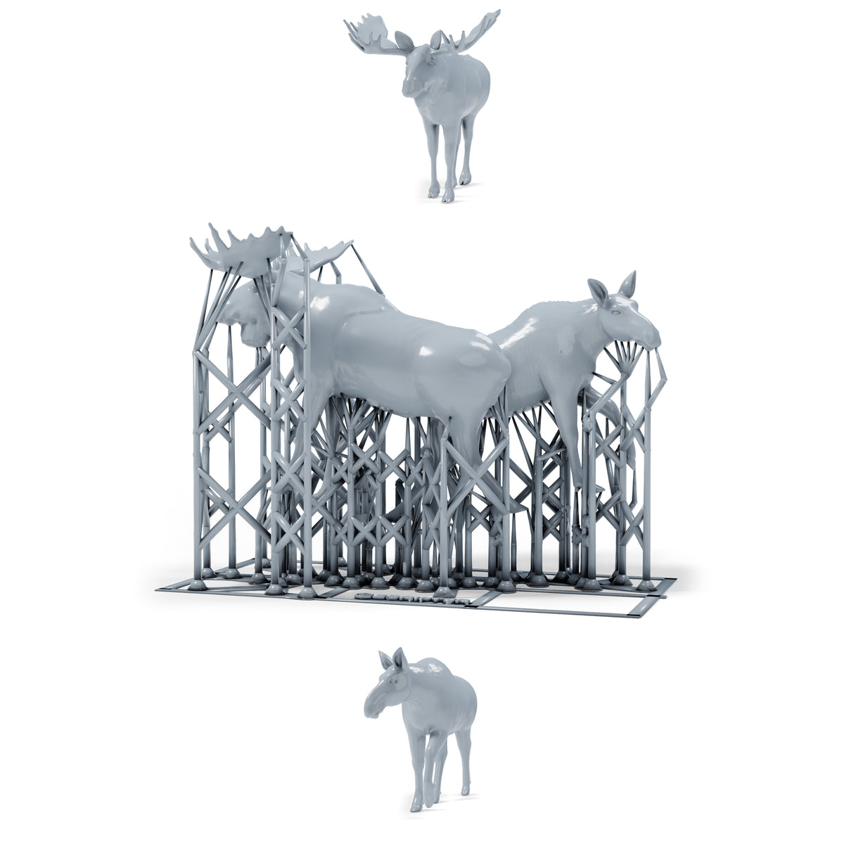Photo produit de modélisme de diorama 0 : miniature de faune sauvage : élan mâle et femelle (h0_48)