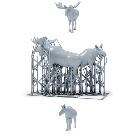 Photo produit de modélisme de diorama 0 : miniature de faune sauvage : élan mâle et femelle (h0_48)