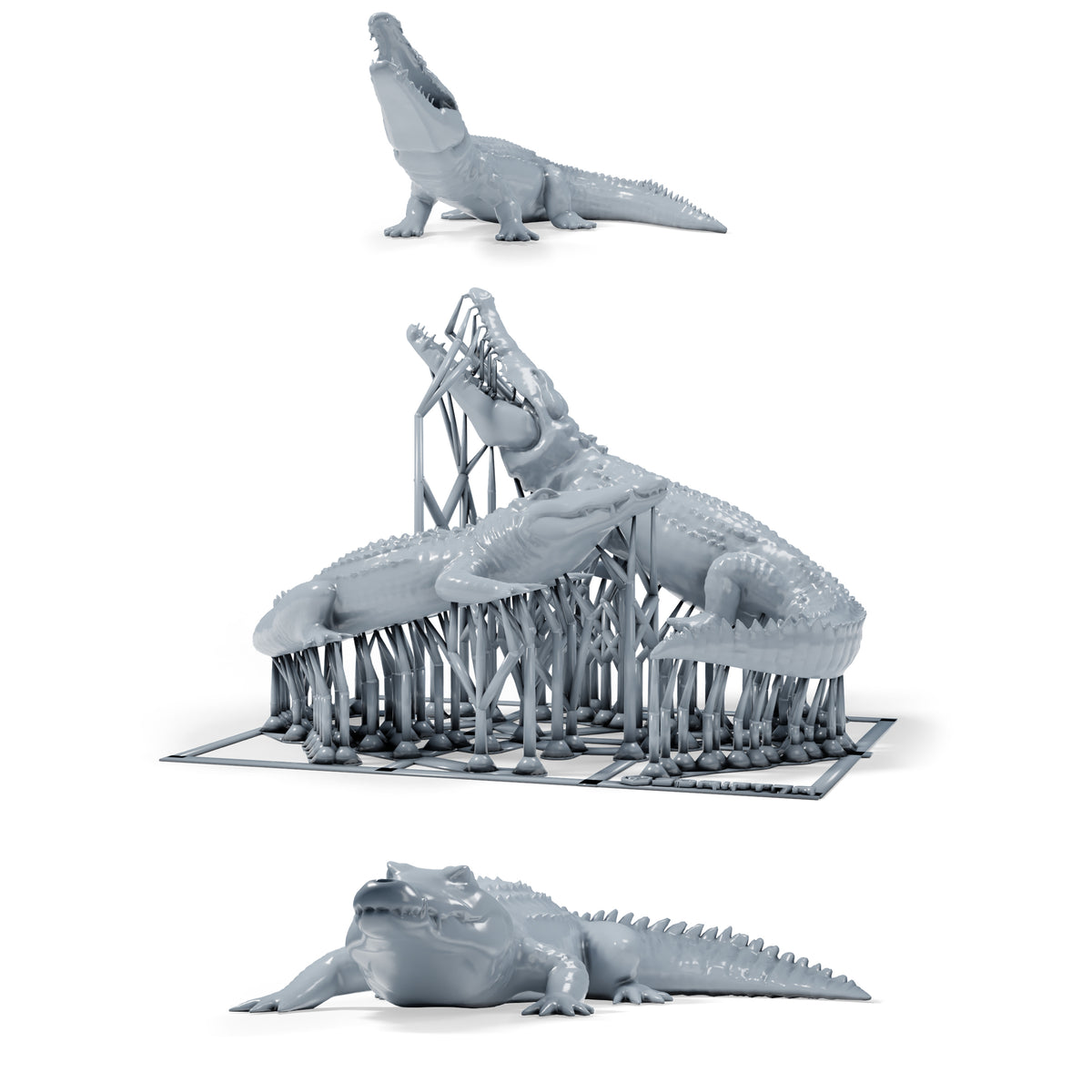 Photo du produit de modélisme de diorama 0 : miniatures de reptiles pour diorama : deux crocodiles dans des poses différentes (h0_49)
