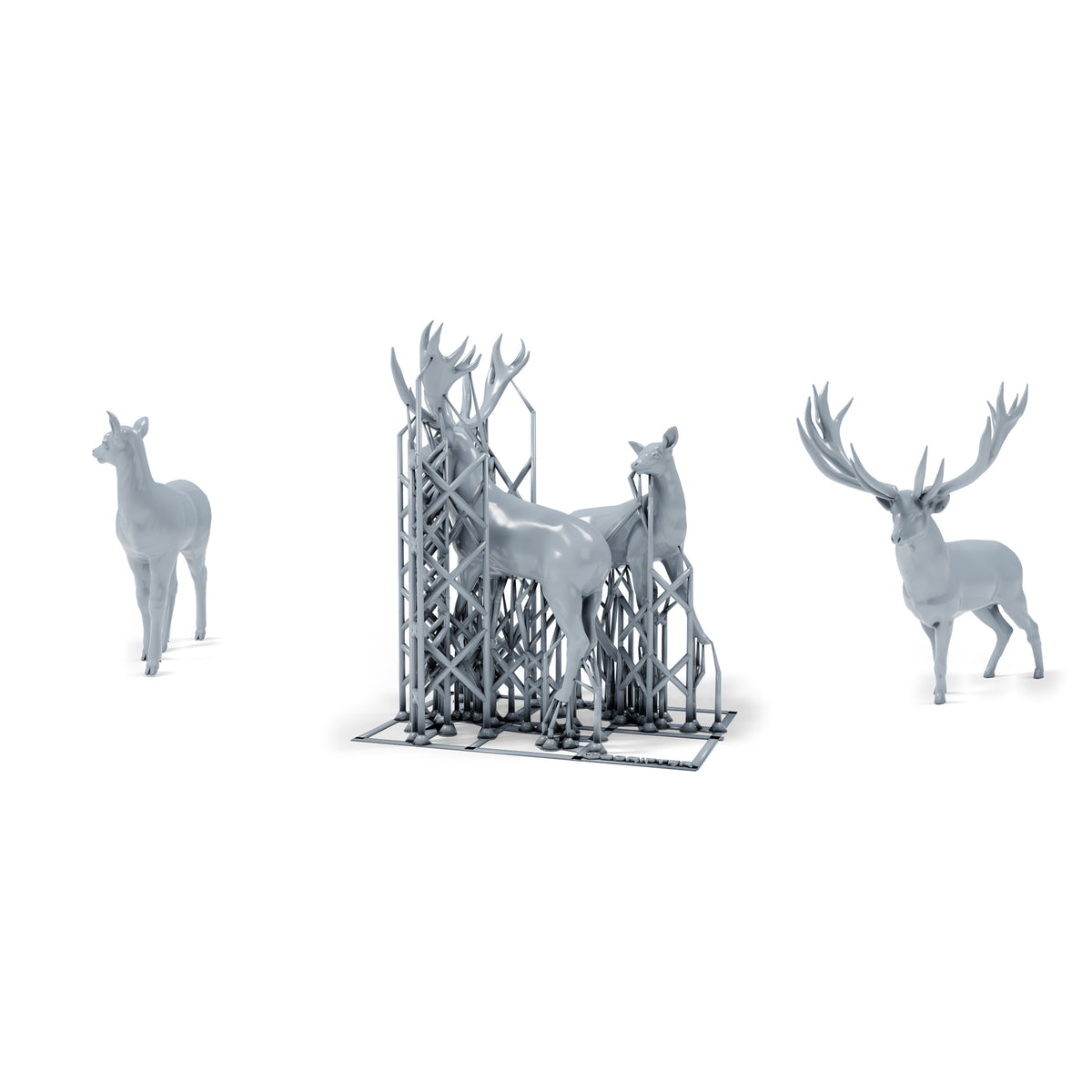 Photo produit de modélisme de diorama 0 : miniatures de faune sauvage pour diorama : cerf et biche (h0_47)