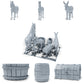 Diorama Modellbau Produktfoto 0: Diorama Tiere Set: Pferd, Fohlen und Esel mit Stallzubehör (h0_35)