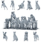 Photo du produit de modélisme de diorama 0 : miniatures de chiens pour diorama : neuf chiens de races et de poses différentes (h0_52)