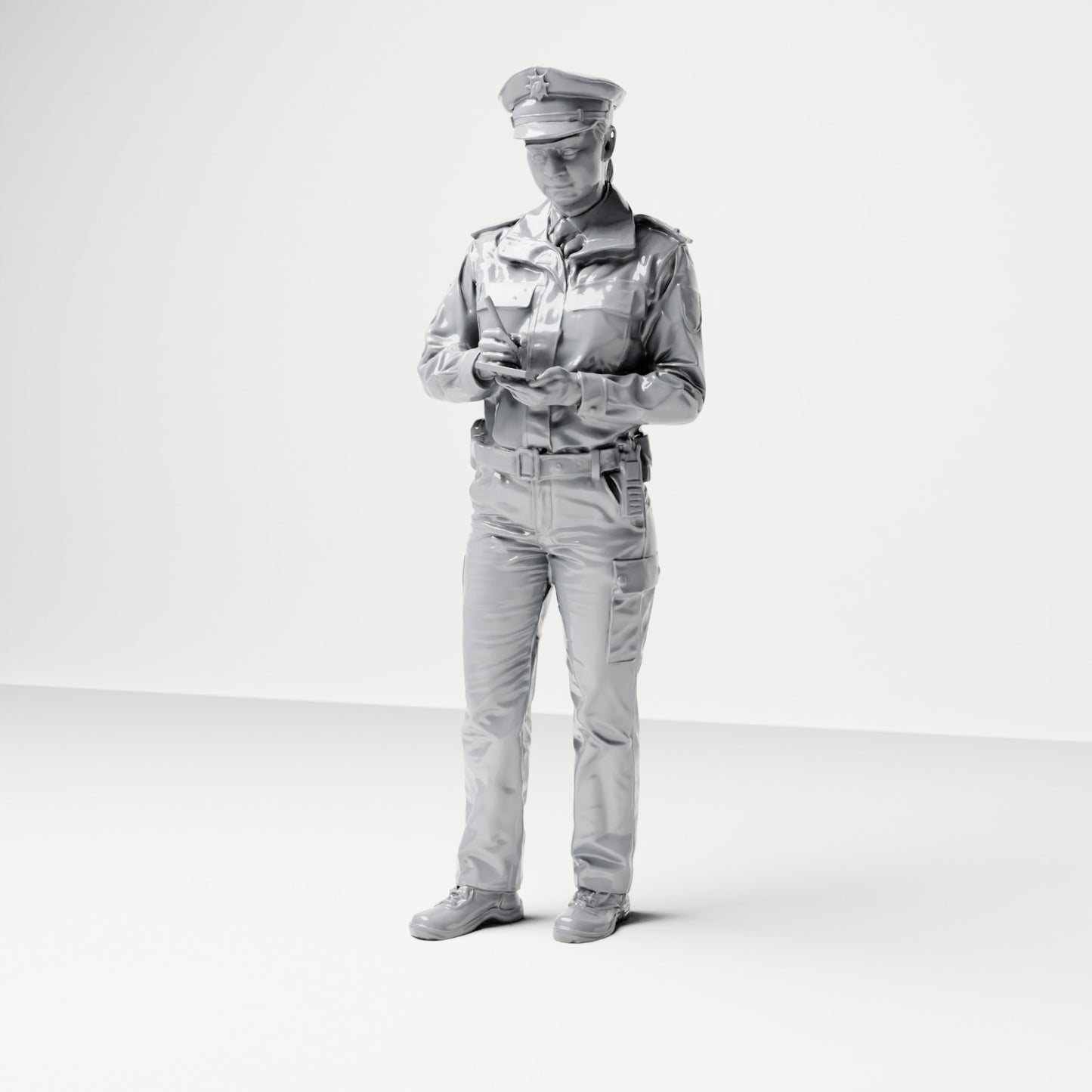 Diorama modélisme photo produit 0 : Figurine debout : Policier allemand avec casquette de service et appareil à main (B017)