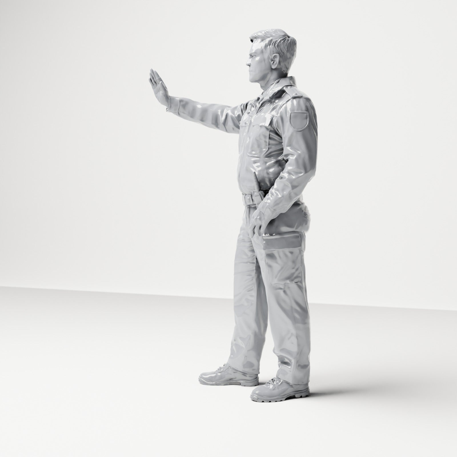 Diorama modélisme photo de produit 1 : Figurine debout : Policier allemand en uniforme avec geste d'arrêt et ceinture d'équipement (B018)