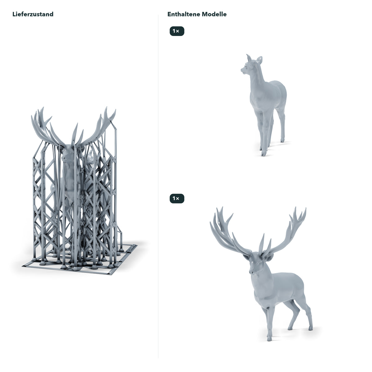 Photo de produit de modélisme de diorama 1 : miniatures d’animaux sauvages pour diorama : cerf et biche (h0_47)
