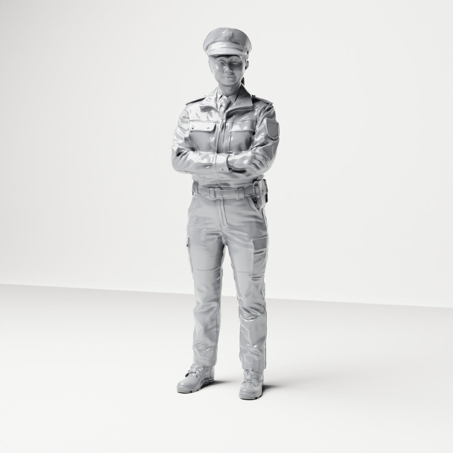 Diorama modélisme photo produit 0 : Figurine debout : Policier avec casquette de service et bras croisés (B021)