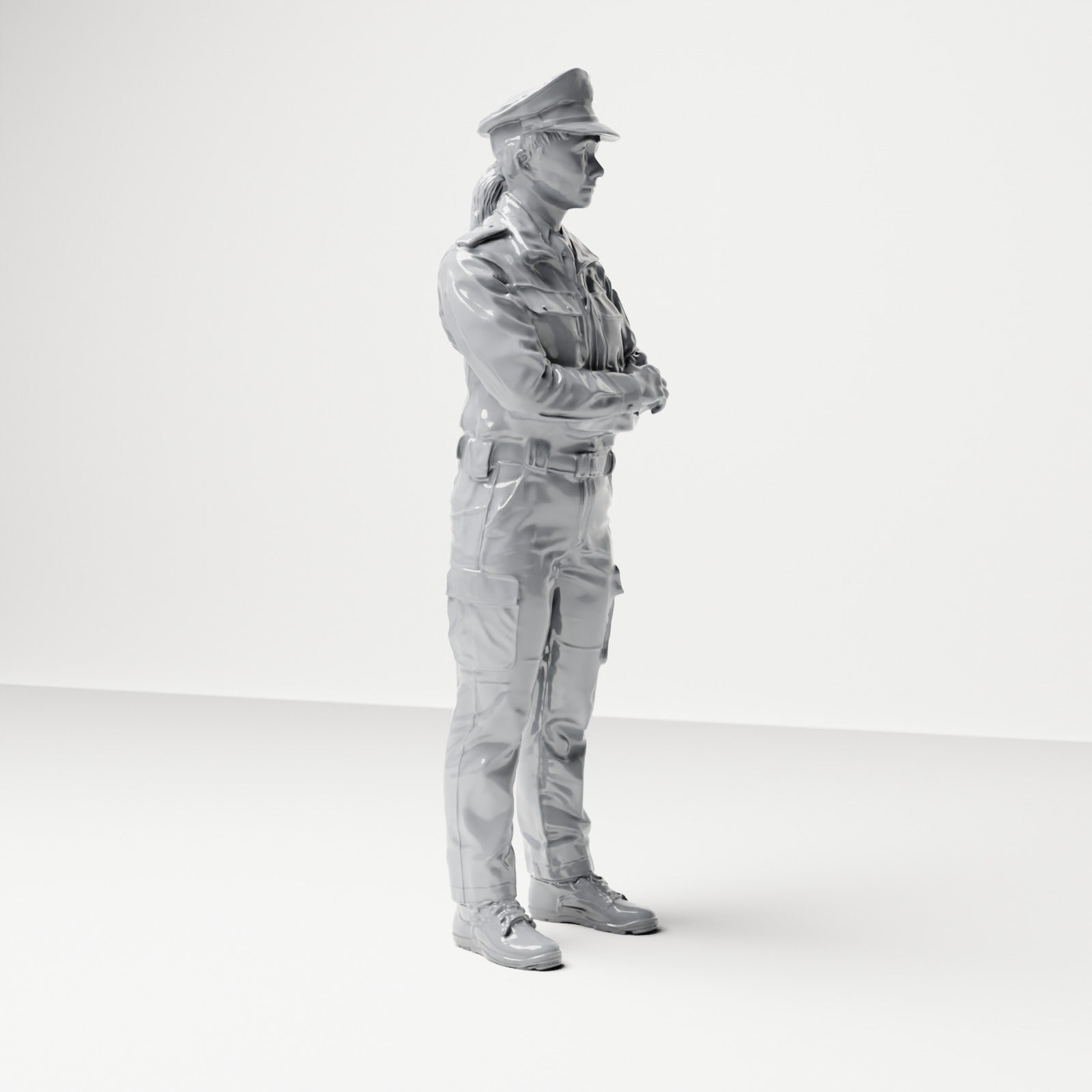 Diorama modélisme photo produit 3 : Figurine debout : Policier avec casquette de service et bras croisés (B021)
