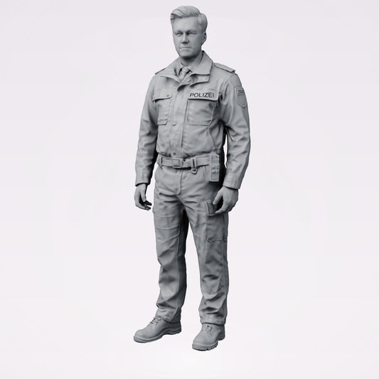 Diorama modélisme photo produit 0 : Figurine debout : policier/ère en uniforme allemand moderne avec inscription POLIZEI (B025)