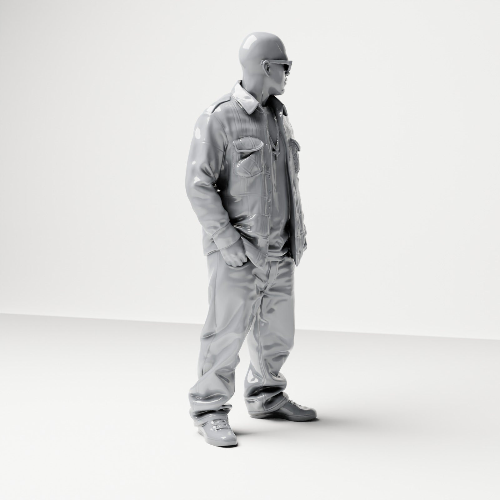 Diorama modélisme photo produit 3 : Figurine debout : homme en tenue de rue avec les mains dans les poches (B027)