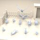 Photo du produit de diorama de modélisme 2 : miniatures d’animaux de ferme pour diorama : poules, canards, oie et lapins (h0_51)