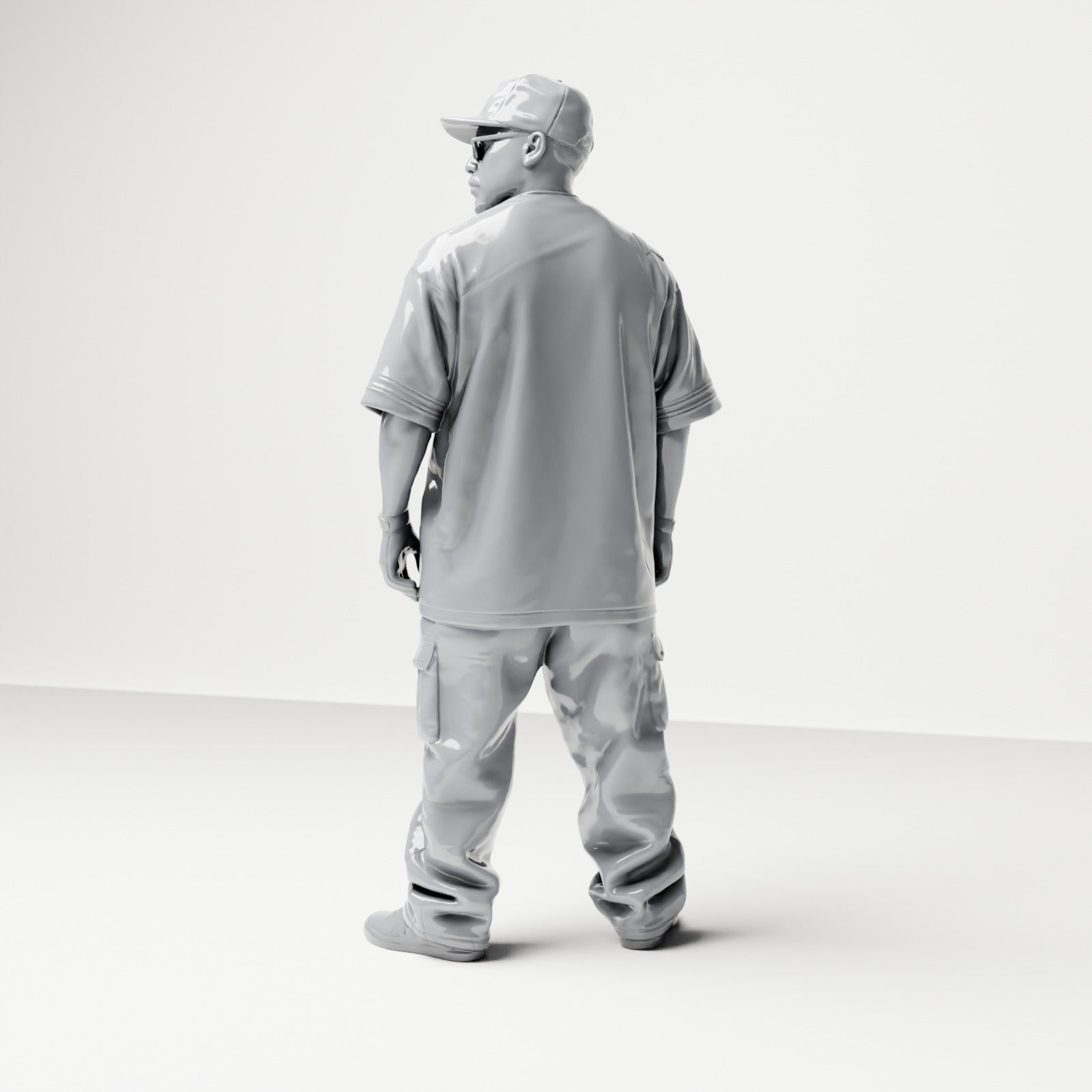 Diorama modélisme photo produit 2 : Figurine debout : homme en streetwear avec casquette, lunettes de soleil et maillot de sport 13 (B032)