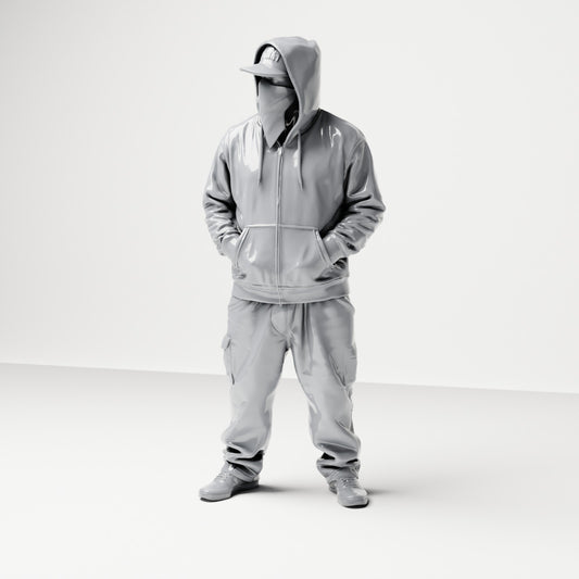 Diorama modélisme photo produit 0 : Figurine debout : personne avec sweat à capuche, casquette et foulard, mains dans les poches (B034)