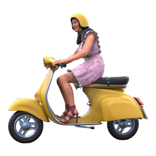 Produktfoto Diorama und Modellbau Miniatur Figur: Frau auf Vespa
