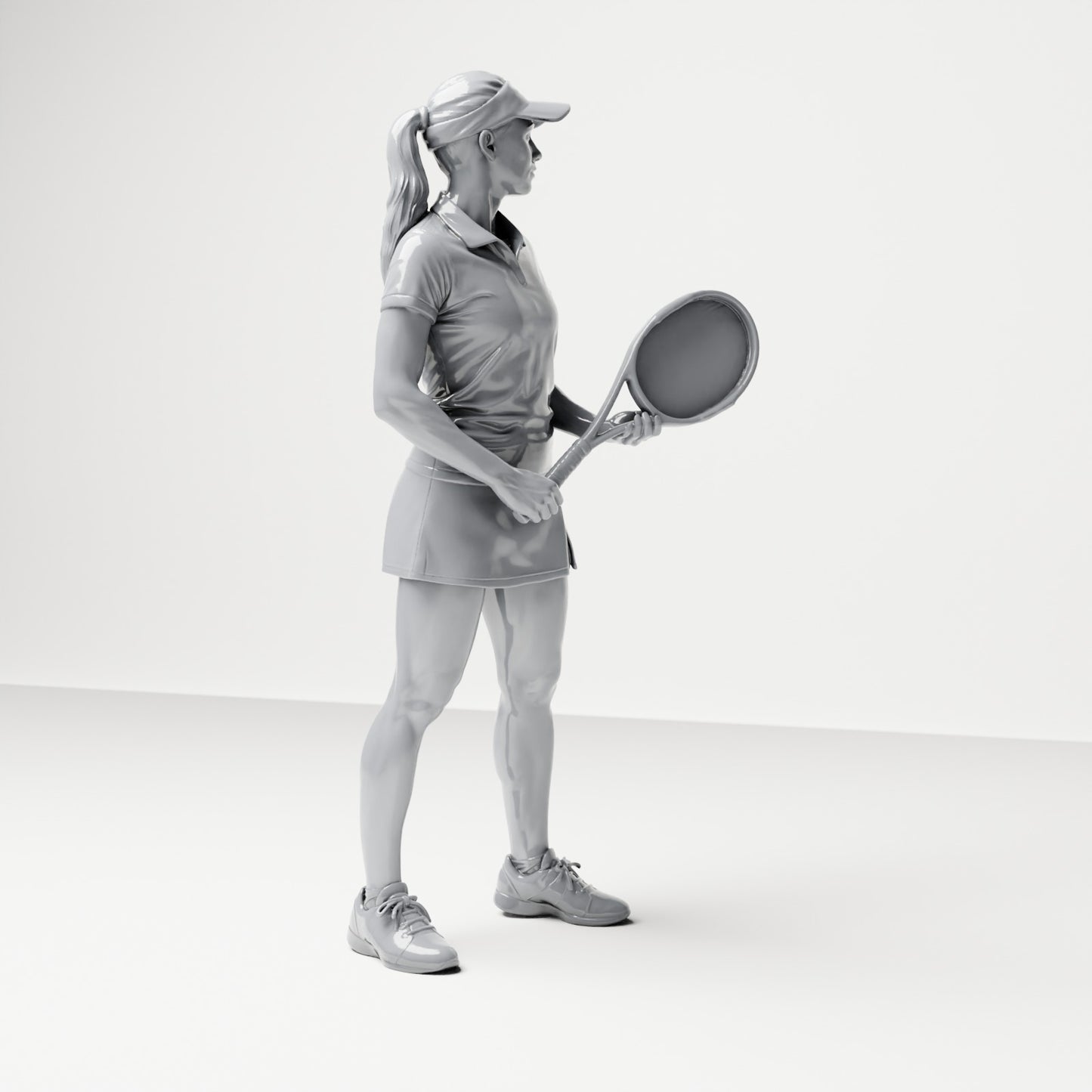 Diorama modélisme photo produit 3 : Figurine debout : joueuse de tennis avec raquette (B038)