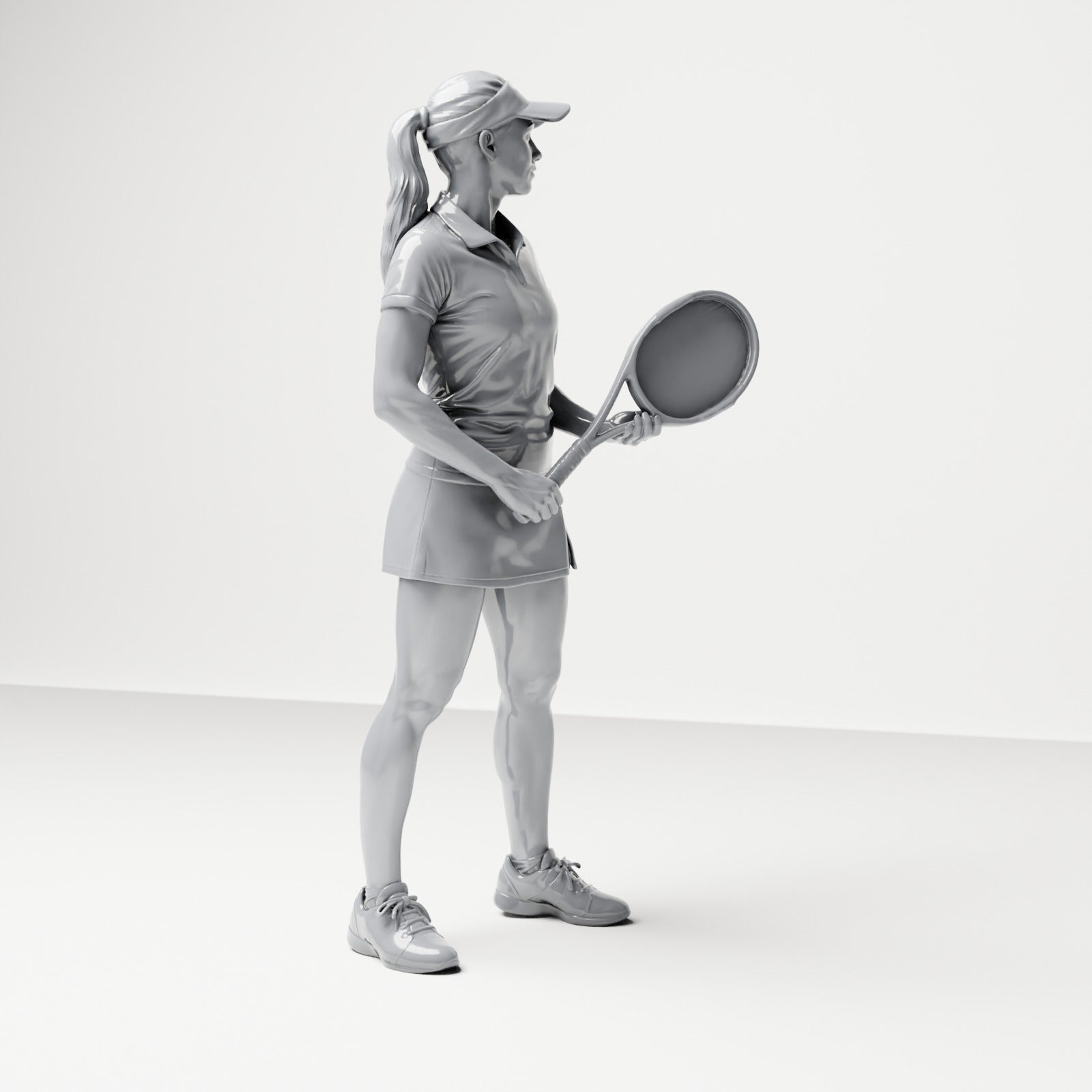Diorama modélisme photo produit 3 : Figurine debout : joueuse de tennis avec raquette (B038)