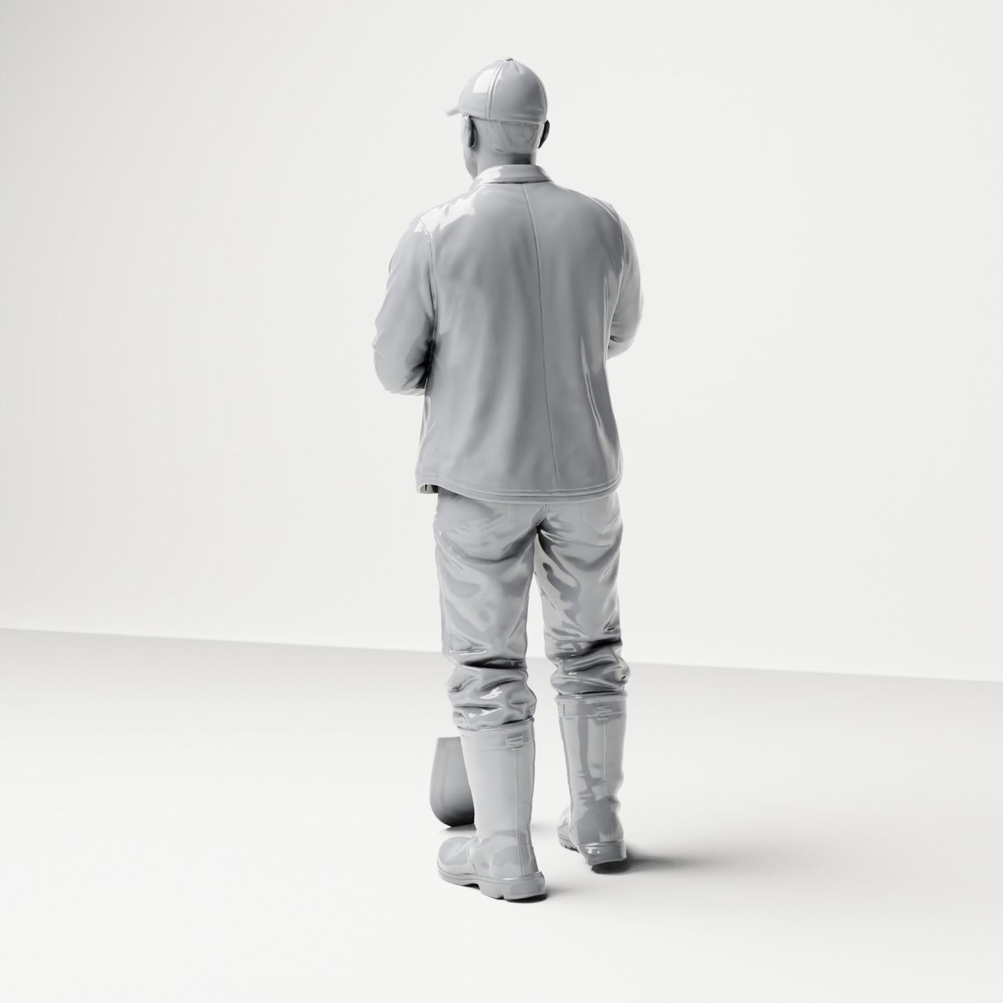Photo produit de modélisme de diorama 2 : figurine debout : ouvrier du bâtiment avec pelle à long manche (B045)