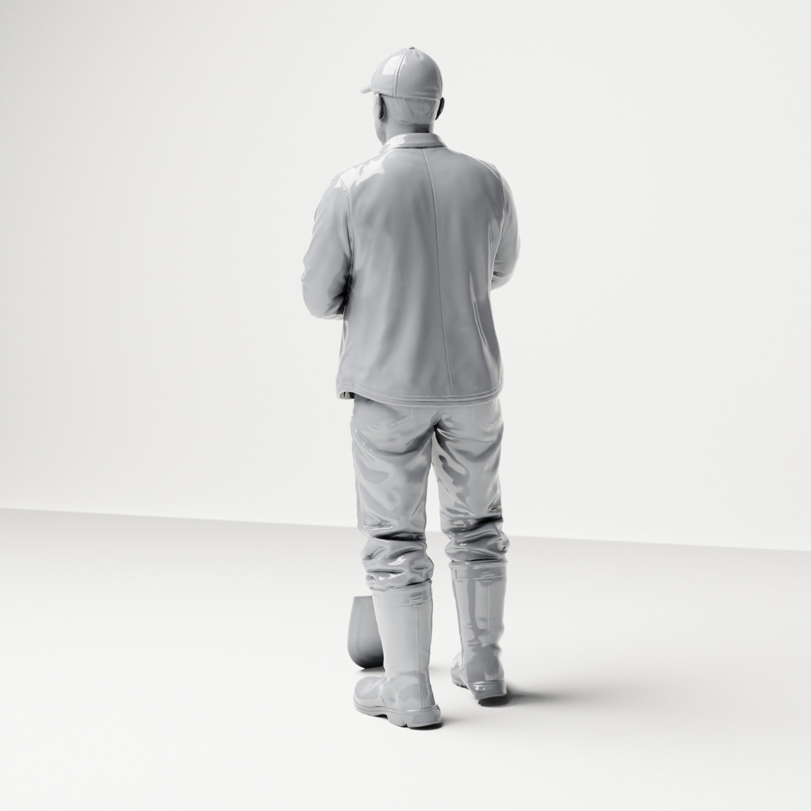 Photo produit de modélisme de diorama 2 : figurine debout : ouvrier du bâtiment avec pelle à long manche (B045)
