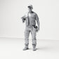 Photo produit de modélisme pour diorama 0 : figurine debout : artisan avec sac à outils et visseuse sans fil (B046)