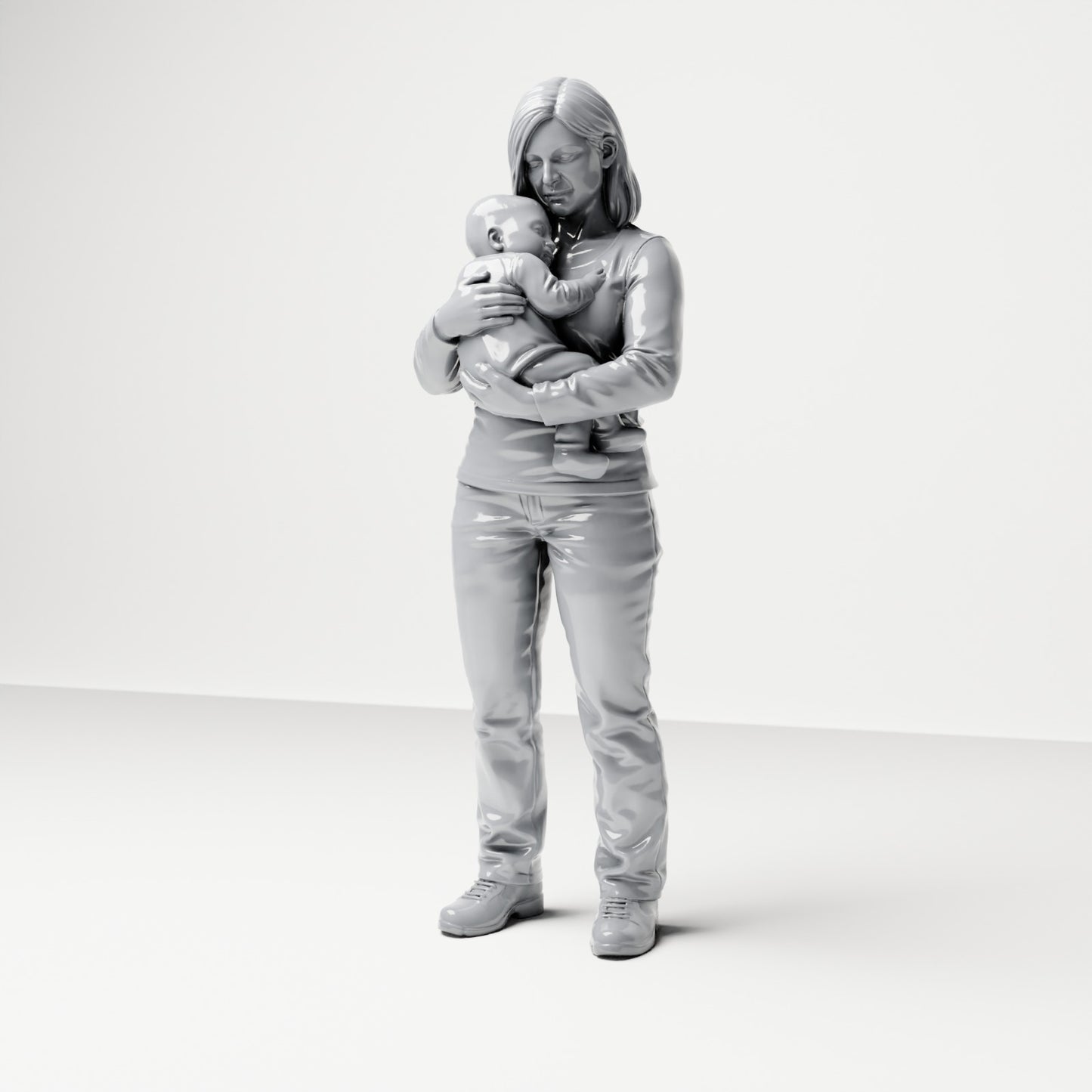 Photo produit de modélisme de diorama 0 : figurine debout : mère portant un bébé dans ses bras (B047)