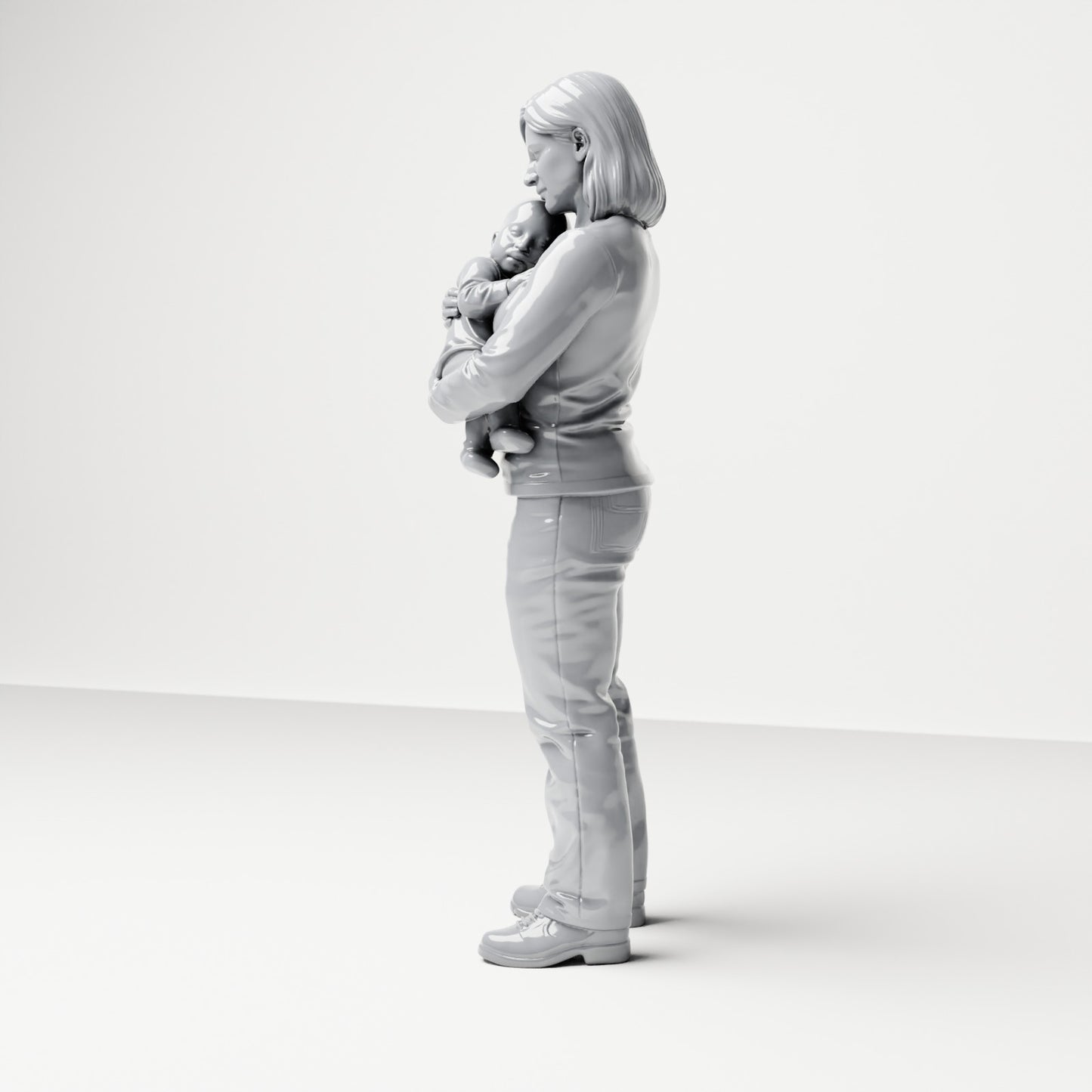 Photo produit de modélisme de diorama 1 : figurine debout : mère avec bébé dans les bras (B047)