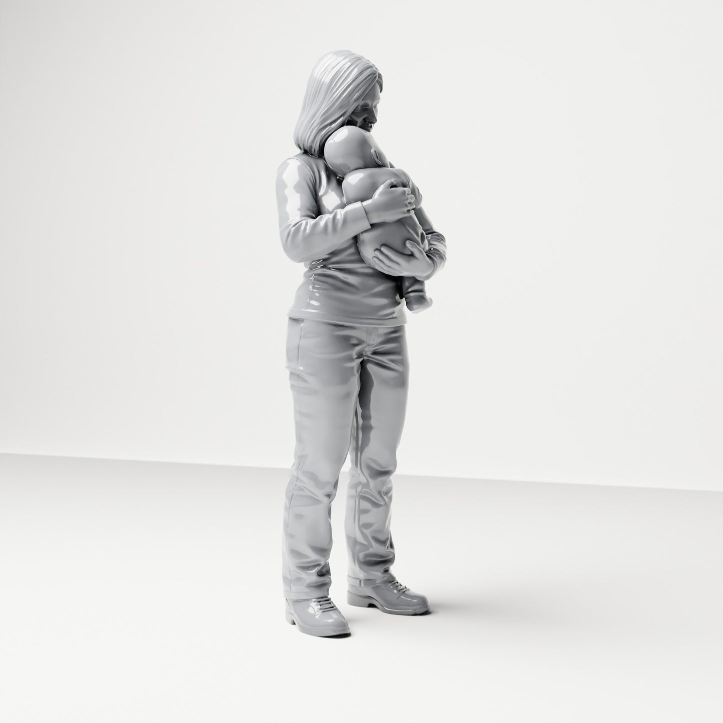 Photo produit de modélisme de diorama 3 : figurine debout : mère portant un bébé dans les bras (B047)