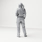 Photo produit de modélisme pour diorama 2 : figurine debout : membre féminin d’équipage de navire en uniforme avec jumelles (B050)