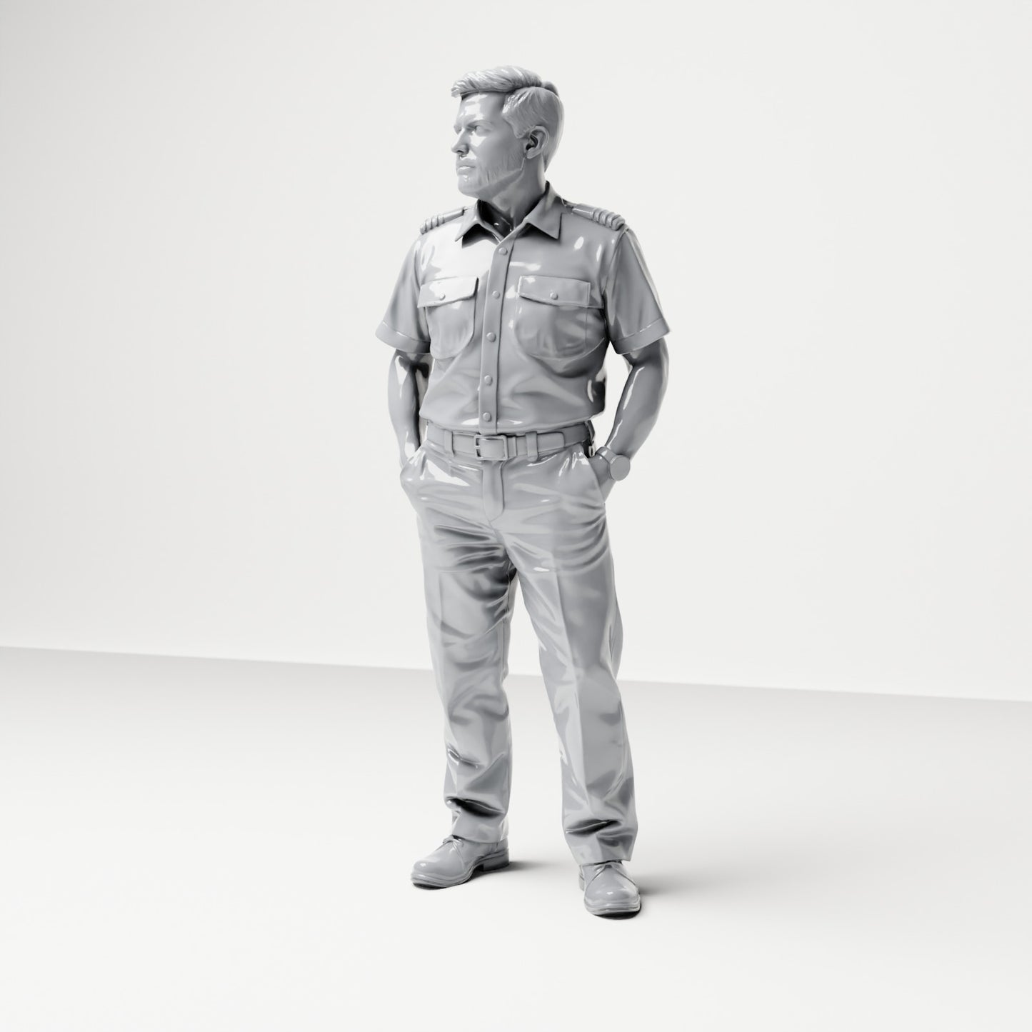 Diorama Modellbau Produktfoto 0: Stehende Figur: Schiffsbesatzungsmitglied in Uniform mit Schulterklappen (B051)