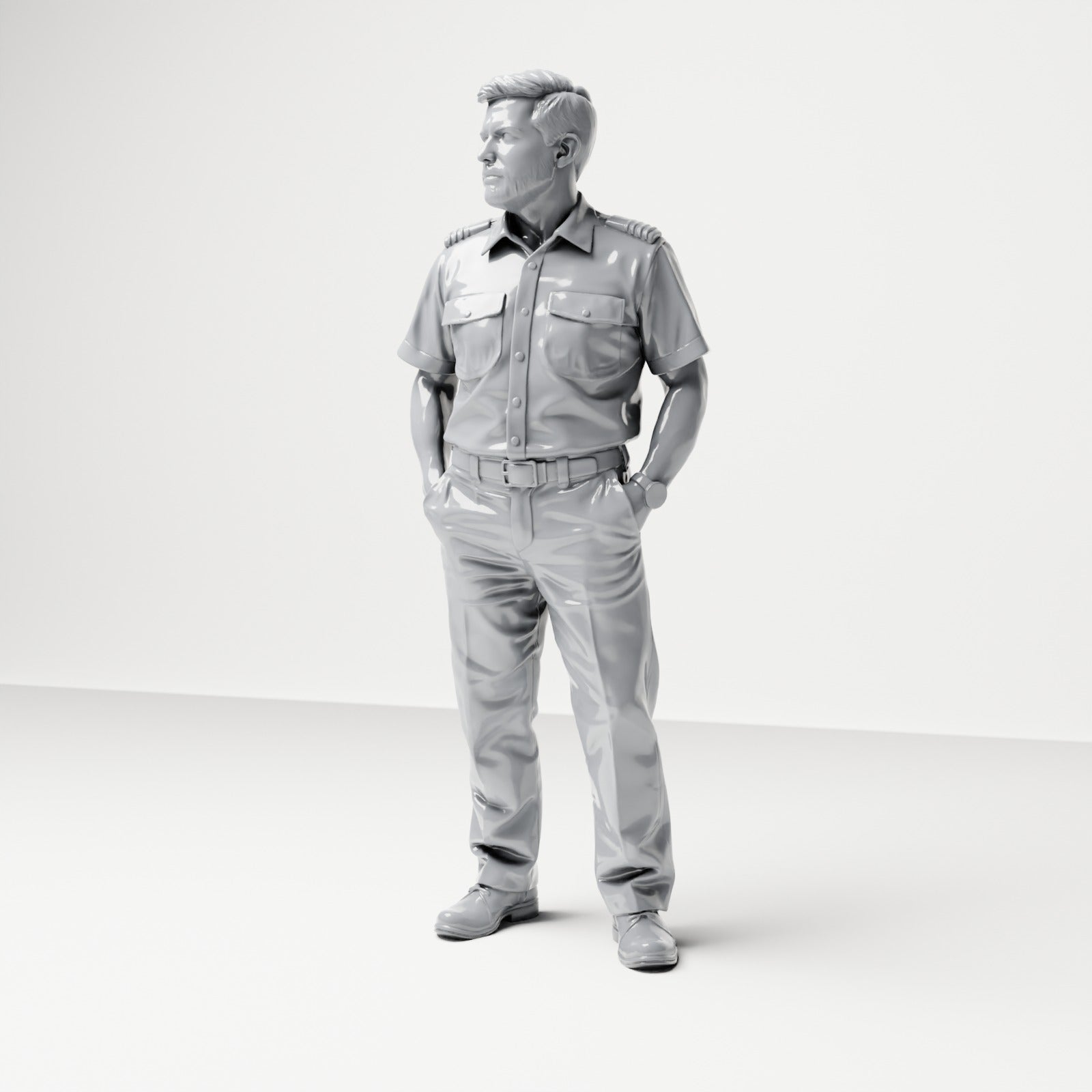 Diorama Modellbau Produktfoto 0: Stehende Figur: Schiffsbesatzungsmitglied in Uniform mit Schulterklappen (B051)