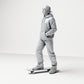 Photo produit de diorama modélisme 1 : figurine debout : skateur avec casquette, sweat à capuche et skateboard (B054)