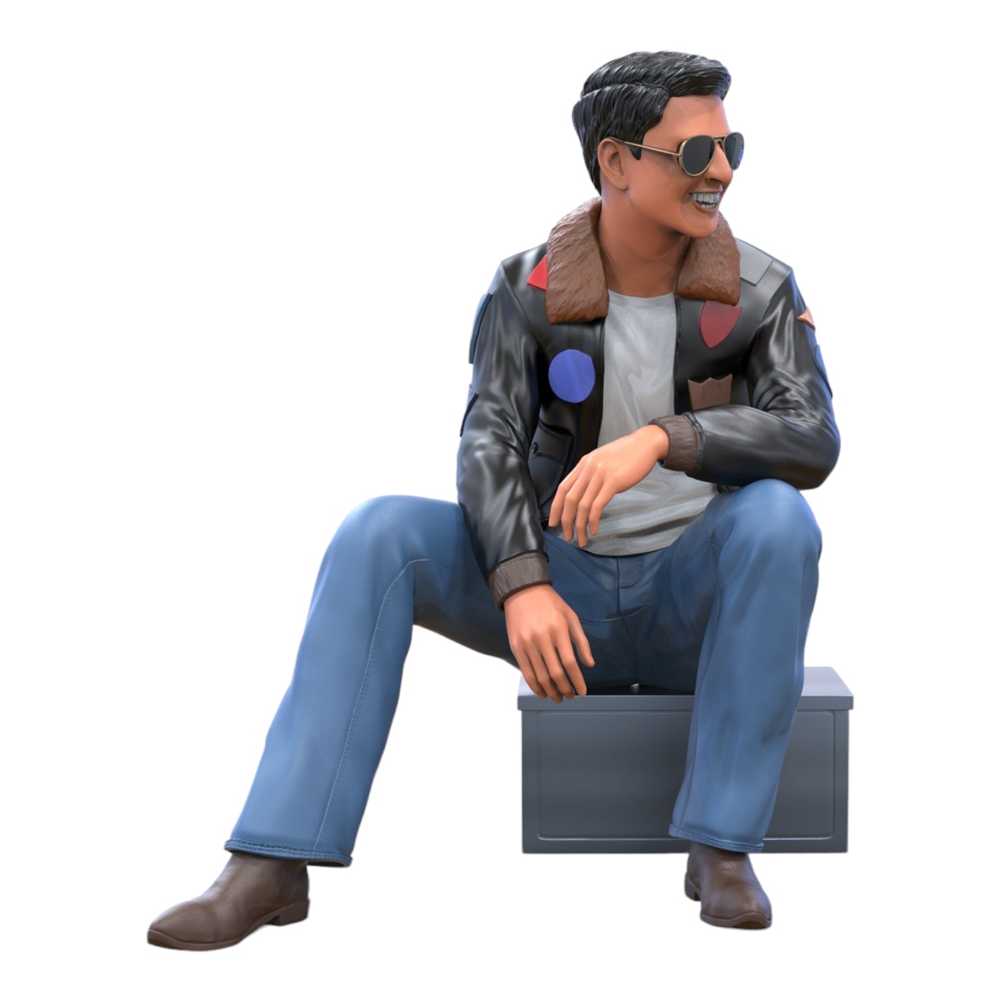 Photo du produit Diorama et modélisme Figurine miniature : Homme en cuir et lunettes de soleil assis