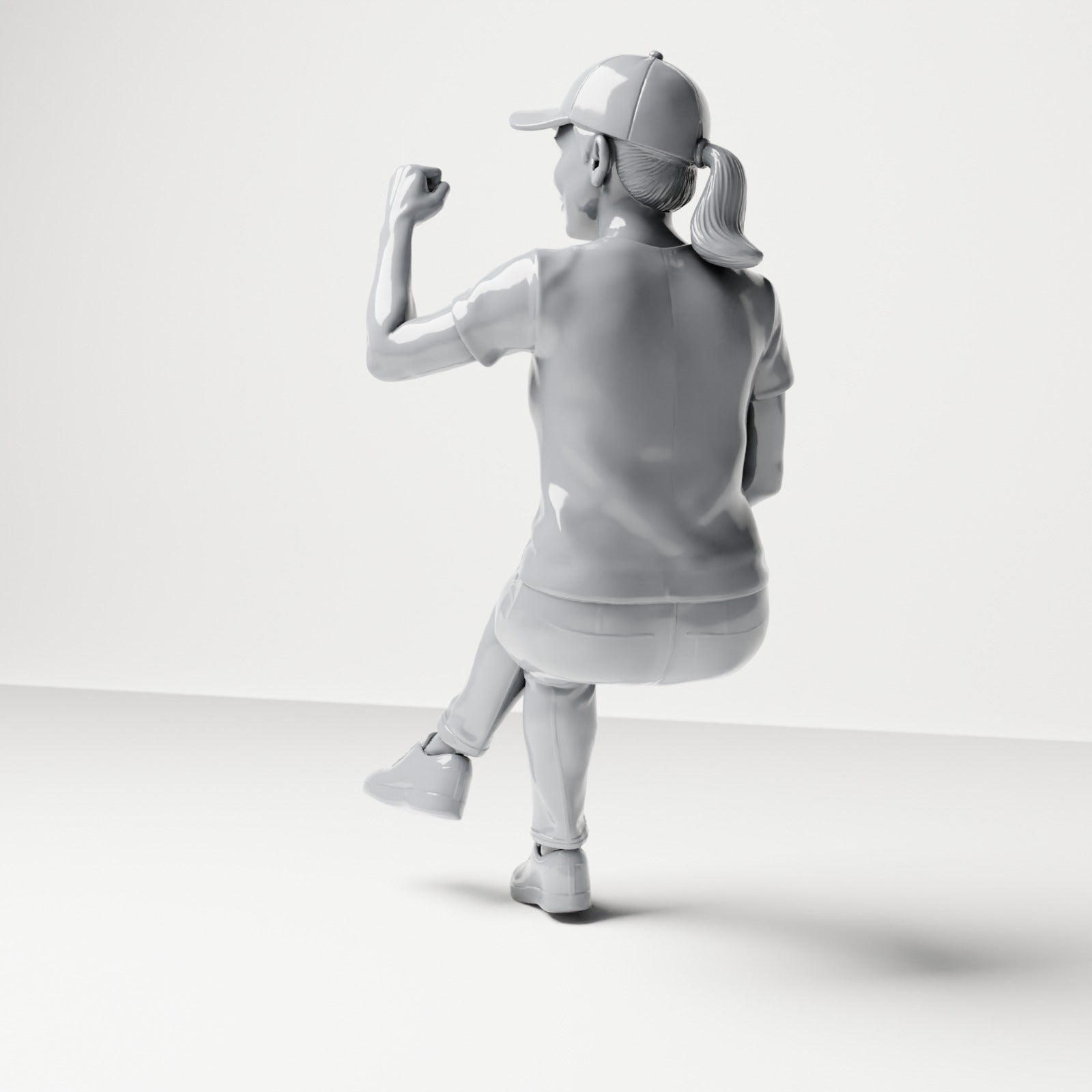 Photo produit de modélisme de diorama 2 : figurine assise : spectatrice aux jambes croisées et au poing levé (B057)