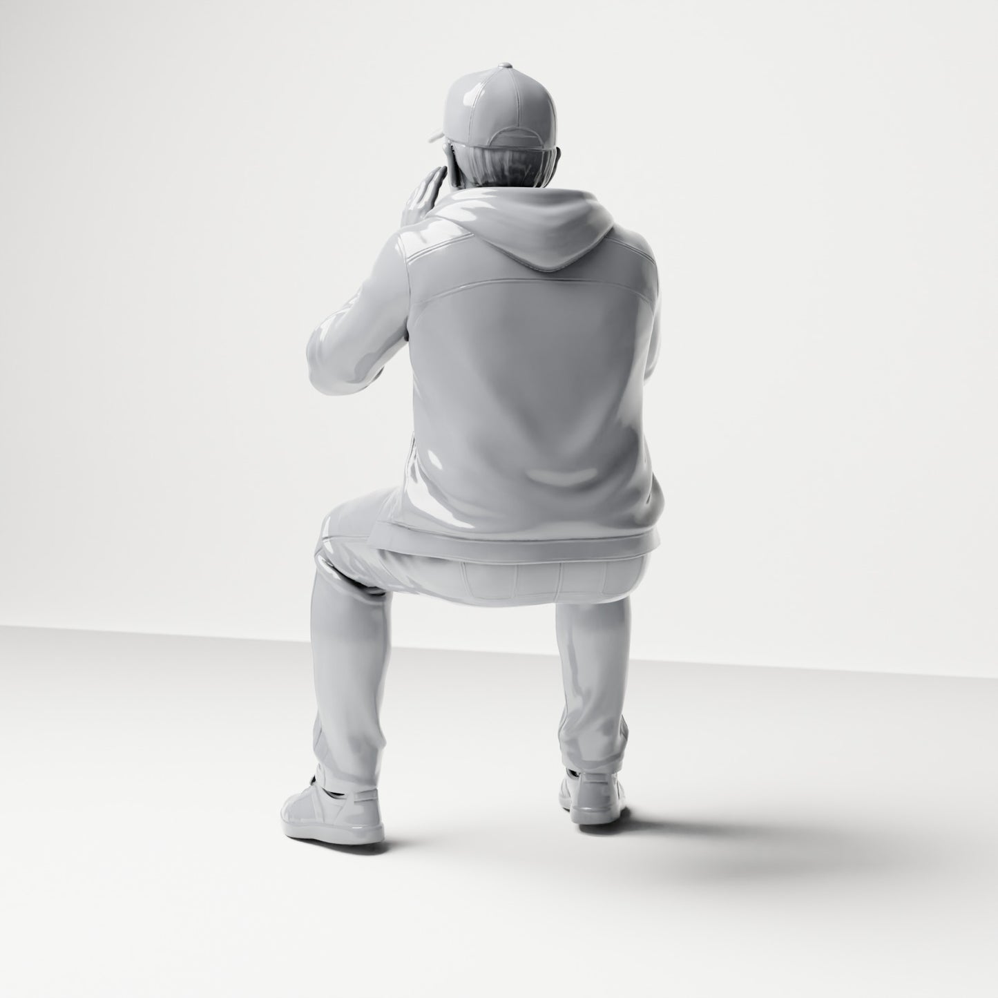 Photo produit de modélisme de diorama 2 : figurine assise : spectateur criant, mains autour de la bouche (B060)
