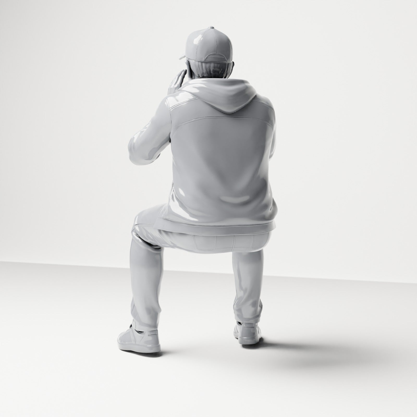 Photo produit de modélisme de diorama 2 : figurine assise : spectateur criant, mains autour de la bouche (B060)