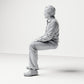 Photo produit de modélisme pour diorama 1 : figurine assise : spectateur masculin, mains sur les cuisses (B061)