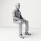 Photo produit de modélisme pour diorama 3 : figurine assise : spectateur masculin, les mains sur les cuisses (B061)
