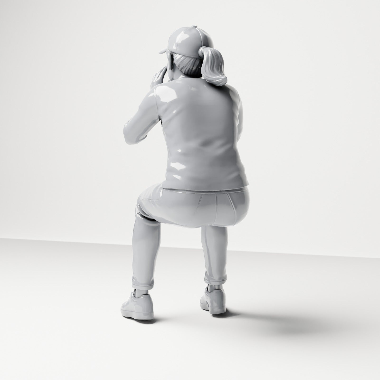Photo produit de modélisme pour diorama 2 : figurine assise : spectateur criant, les mains autour de la bouche (B062)