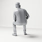 Photo produit de modélisme pour diorama 2 : figurine assise : homme jambes écartées, mains sur les cuisses (B063)