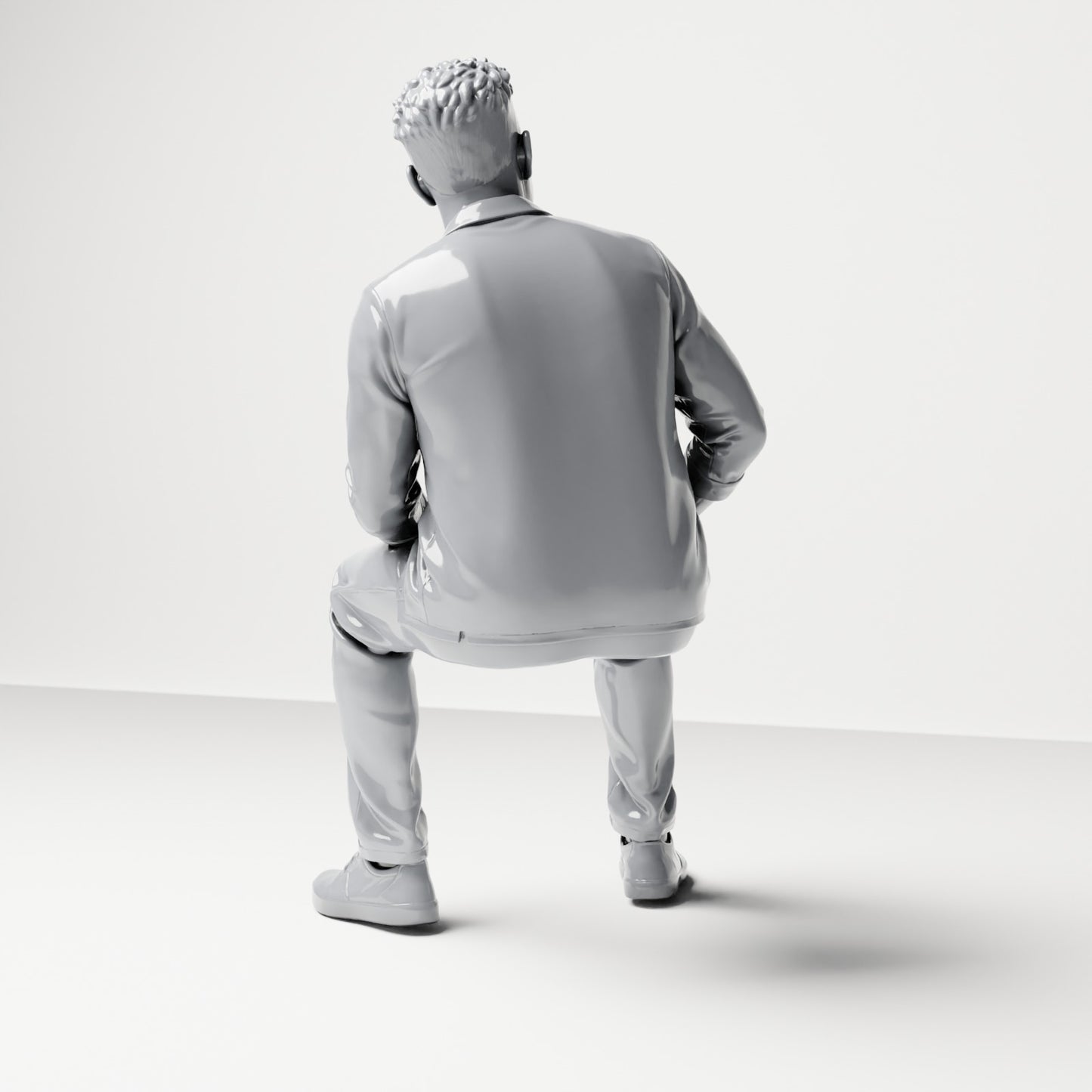 Photo produit de modélisme pour diorama 2 : figurine assise : homme jambes écartées, mains sur les cuisses (B063)
