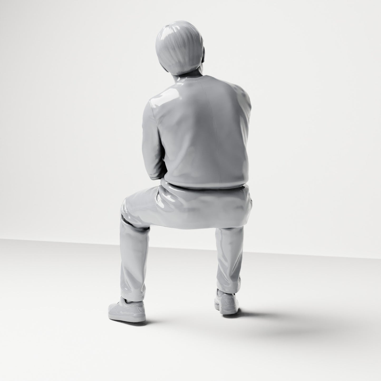 Photo produit de modélisme de diorama 2 : figurine assise : spectateur masculin aux bras croisés (B064)