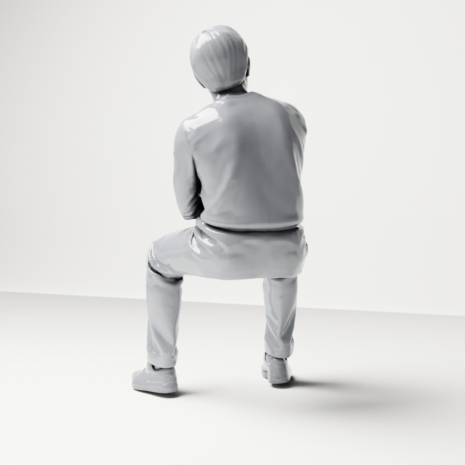 Photo produit de modélisme de diorama 2 : figurine assise : spectateur masculin aux bras croisés (B064)