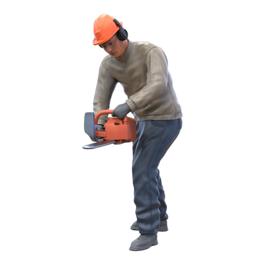 Produktfoto Diorama und Modellbau Miniatur Figur: Mann mit Kettensäge