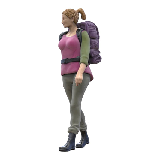 Produktfoto Diorama und Modellbau Miniatur Figur: Wanderin mit Rucksack