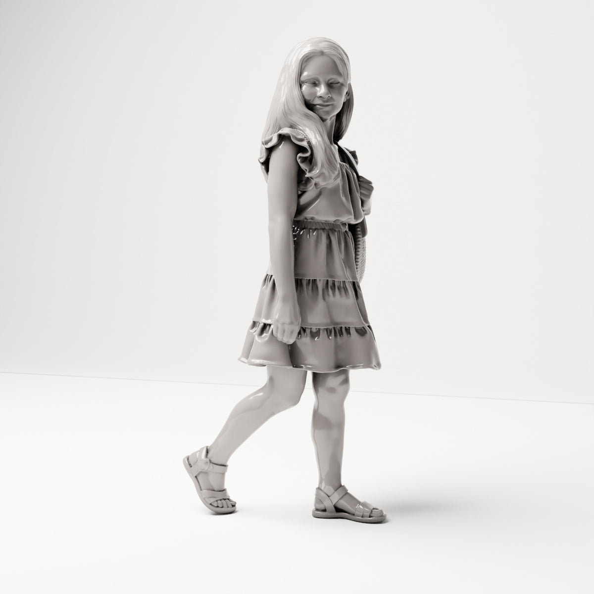Diorama Figur: Mädchen mit Umhängetasche und Sandalen (B080) - rechte Seitenansicht