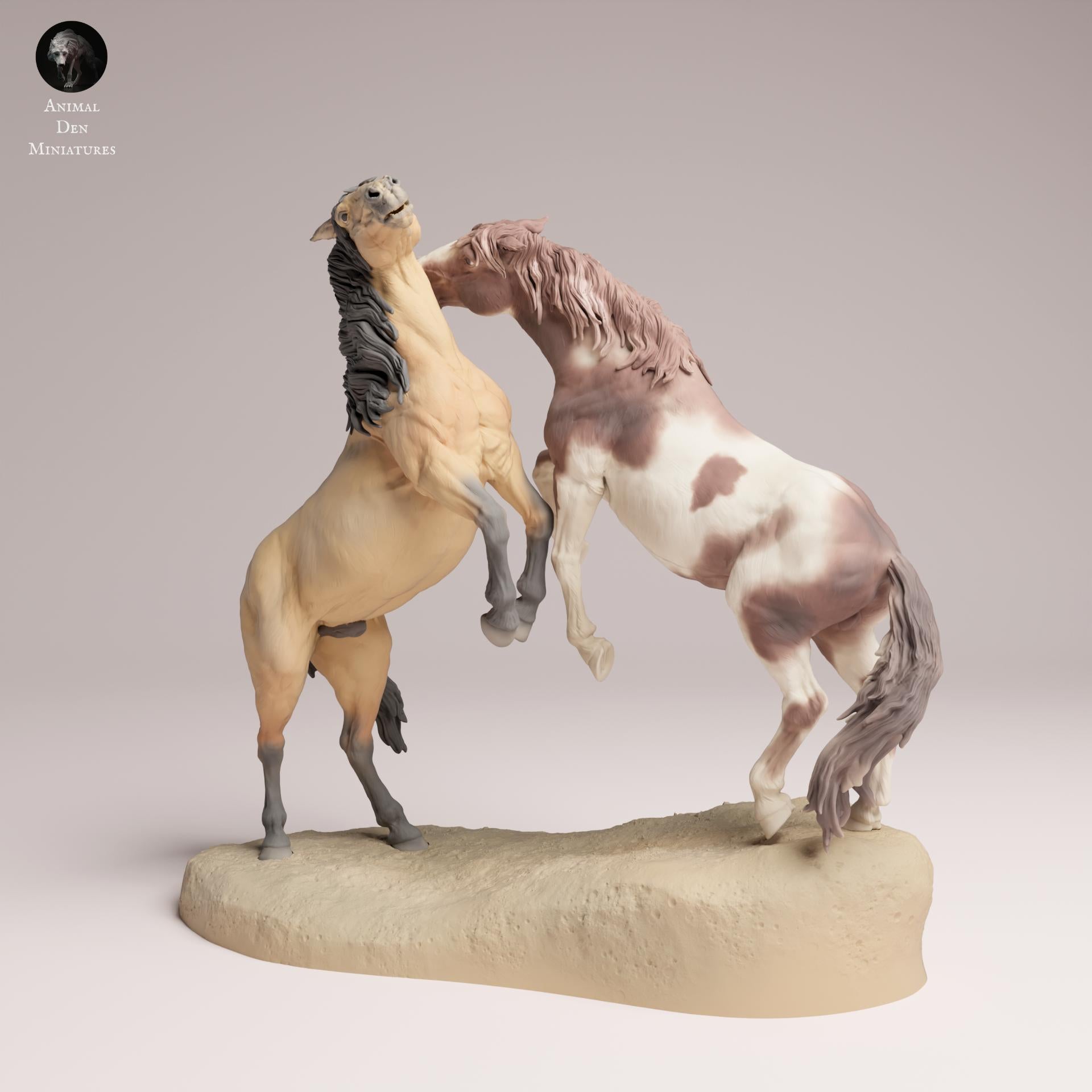 Photo de produit Figurine d'animal Diorama, modélisme : 0 : Figurines d'animaux sauvages : Mustangs en combat – Chevaux (Réf 25_09_03)