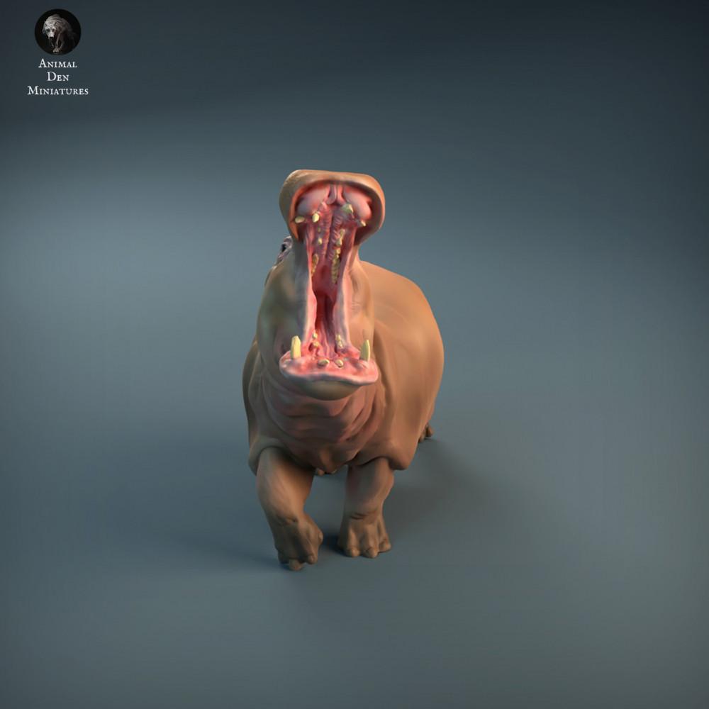 Photo produit figurine animale Animal Den Miniatures 1 : figurine d’animal sauvage : hippopotame furieux (21_12_04)
